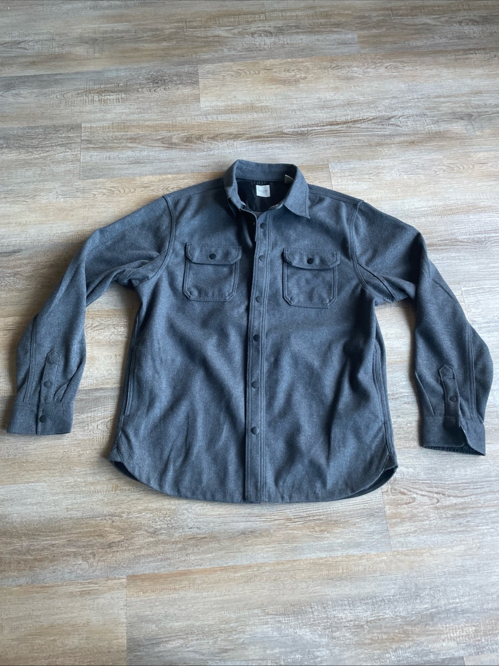 Giasone Jacket Mens Large Gray Shirt Jacket Snap Front Pockets Lined Shacket